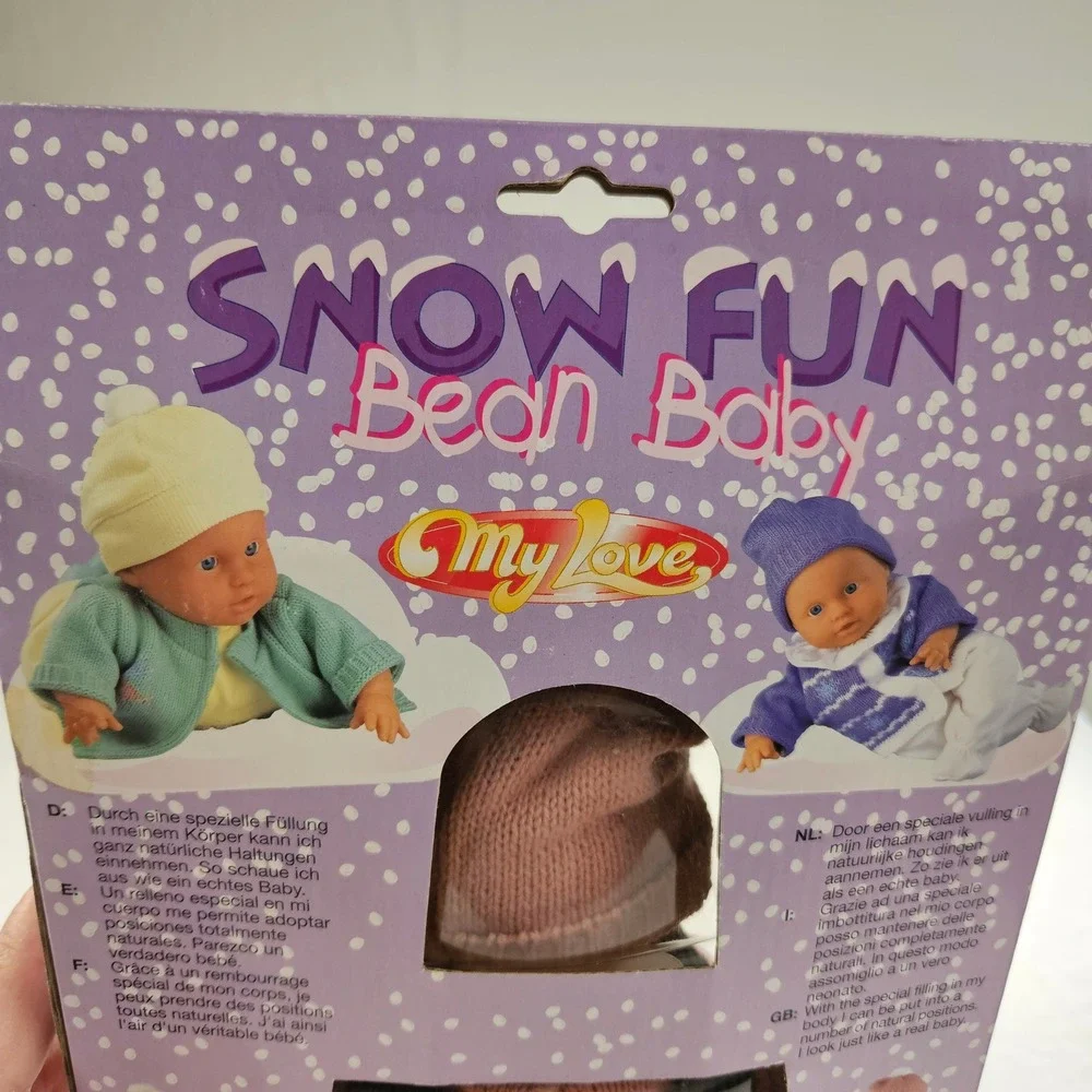 Vintage Simba My Love Snow Fun Bean Baby Doll Pink Knit Sweater Corduroy Overall